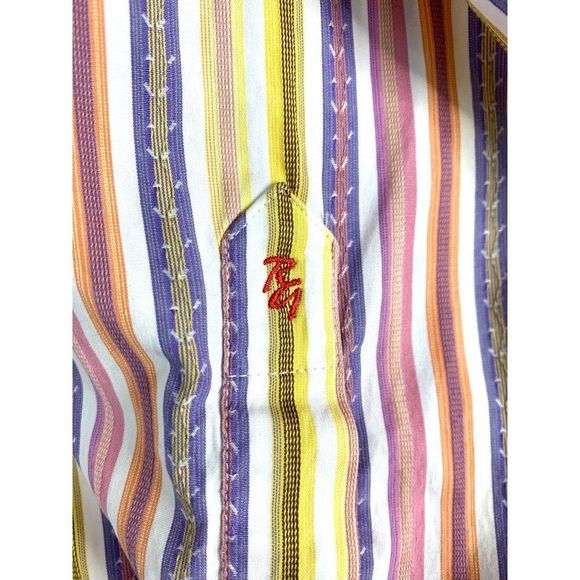 Robert Graham Large Cotton Stripe Embroider Pastel Shirt EUC 6339 Classic Fit - Picture 10 of 16